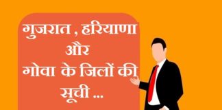 Gujrat Goa and Haryana district list
