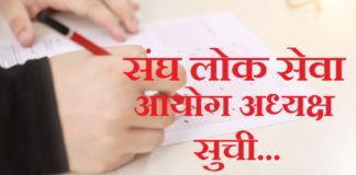upsc chair person list | संघ लोक सेवा आयोग के अध्यक्ष सुची upsc chair person list